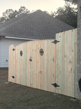 Custom double drive gate with decorative hardware